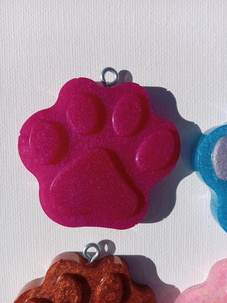 Puppy Paw Print Keychains Purse Backpack Charm Glitter Resin Keychain