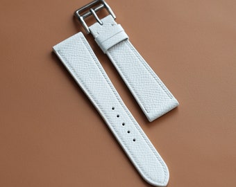 Cinturino per orologio in pelle bianca Epsom su misura da 16 mm a 24 mm con barra a molla a sgancio rapido