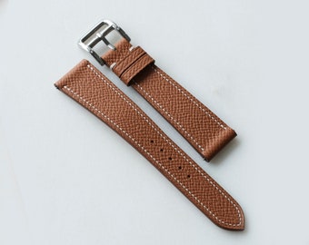 Bespoke Epsom Gold leather watch strap in 20-16mm, 17-14mm, 19-16mm, 18-16mm, 22-18mm, 21-18mm, 21-16mm
