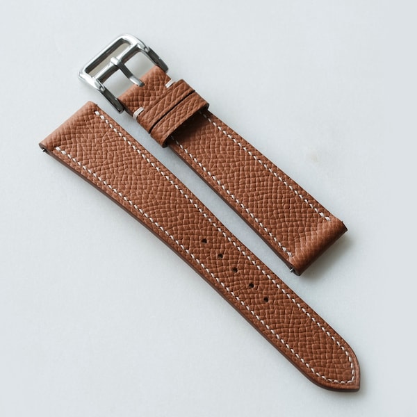 Bespoke Epsom Gold leather watch strap in 20-16mm, 17-14mm, 19-16mm, 18-16mm, 22-18mm, 21-18mm, 21-16mm