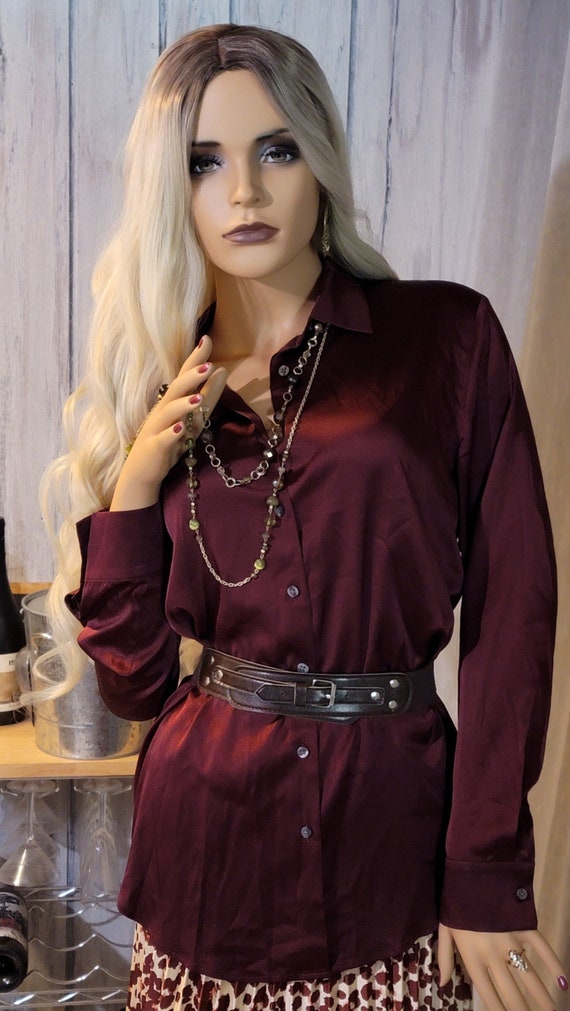 Ann Taylor burgundy silk blouse