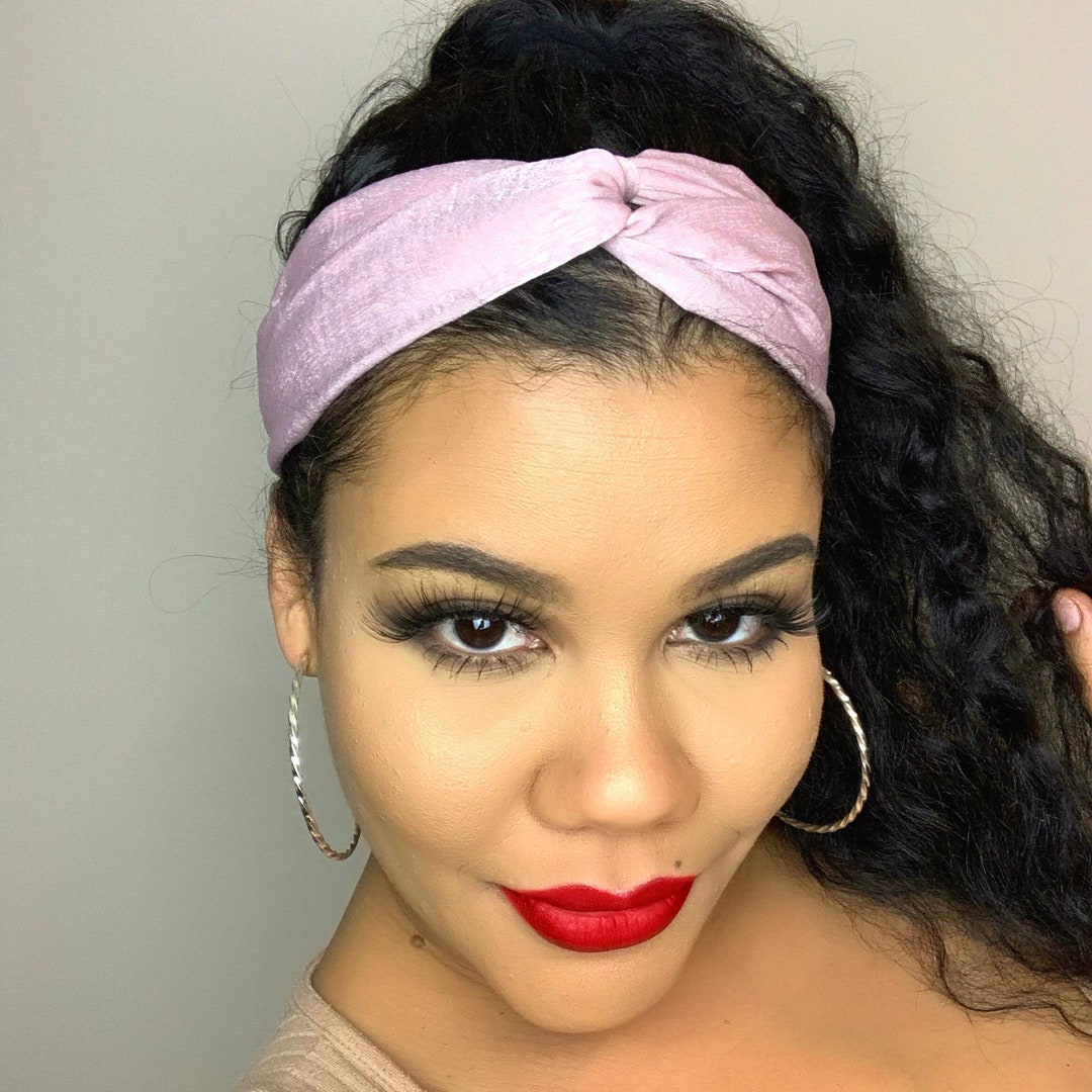 SATIN TWIST Headband, Light Baby Pink Soft & Plush, Knot Wide Band, Protective Style Headband