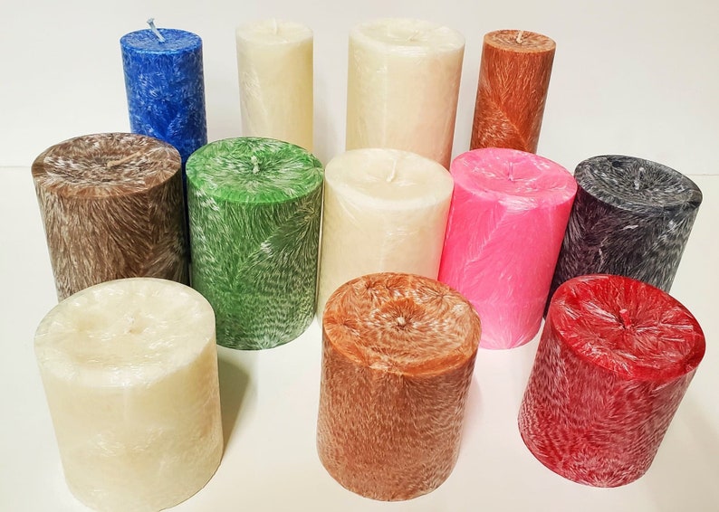 Customizable Fragrance /& Size Candles Energy Pillar Candle Green 2x63x33x43x64x6 Natural Palm Wax Crystallized Pattern