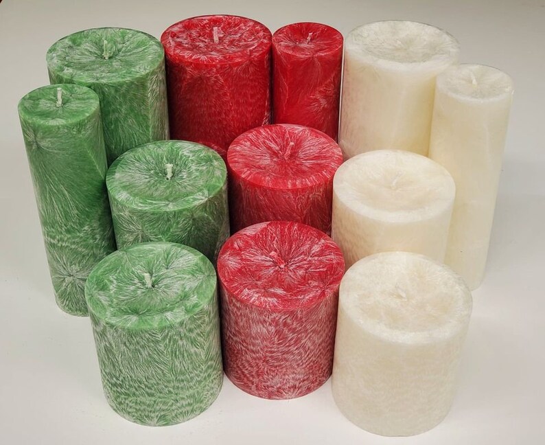 Customizable Fragrance /& Size Candles Energy Pillar Candle Green 2x63x33x43x64x6 Natural Palm Wax Crystallized Pattern
