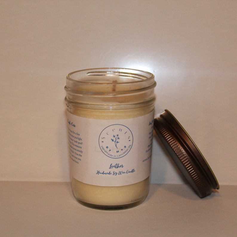 Leather Candle Husband Gift Musky Candle Gift for Him Boyfriend Gift Masculine Candle Soy Candle Soy Wax Candle Candle for Men