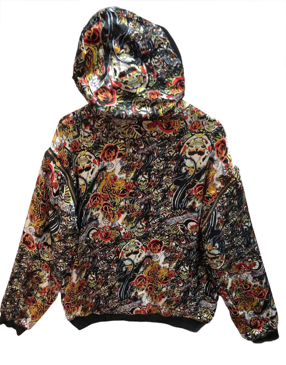 Christian Audigier Ed hardy Reversible Hoodie Blume Panther Etsy
