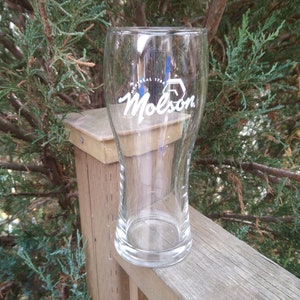 Molson Beer Glass, 12 Ounce Beer Glass, Barware Glass, Collectible