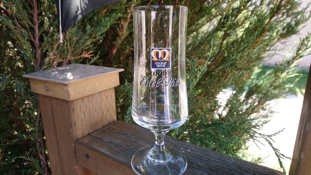 Munz Edelpils Collectible German Beer Glass, Vintage Barware, Pilsner