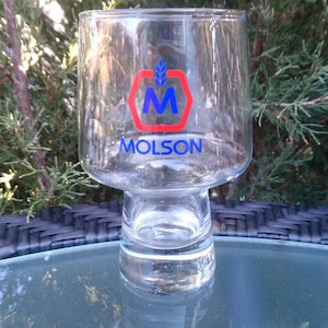 Molson Collectible Vintage Beer Glass, Barware glass, Pint Glass, Blue, Red Label, Cabinet Glass, Collectible Barware, Vintage Glassware