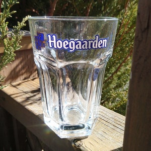 Vintage Hoegaarden .25L Capacity Belgian Hexagonal Wheat Beer Glass, Collectible Barware Glass, Belgium Beer, Vintage Barware image 1