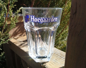 Vintage Hoegaarden .25L Capacity Belgian Hexagonal Wheat Beer Glass, Collectible Barware Glass, Belgium Beer, Vintage Barware