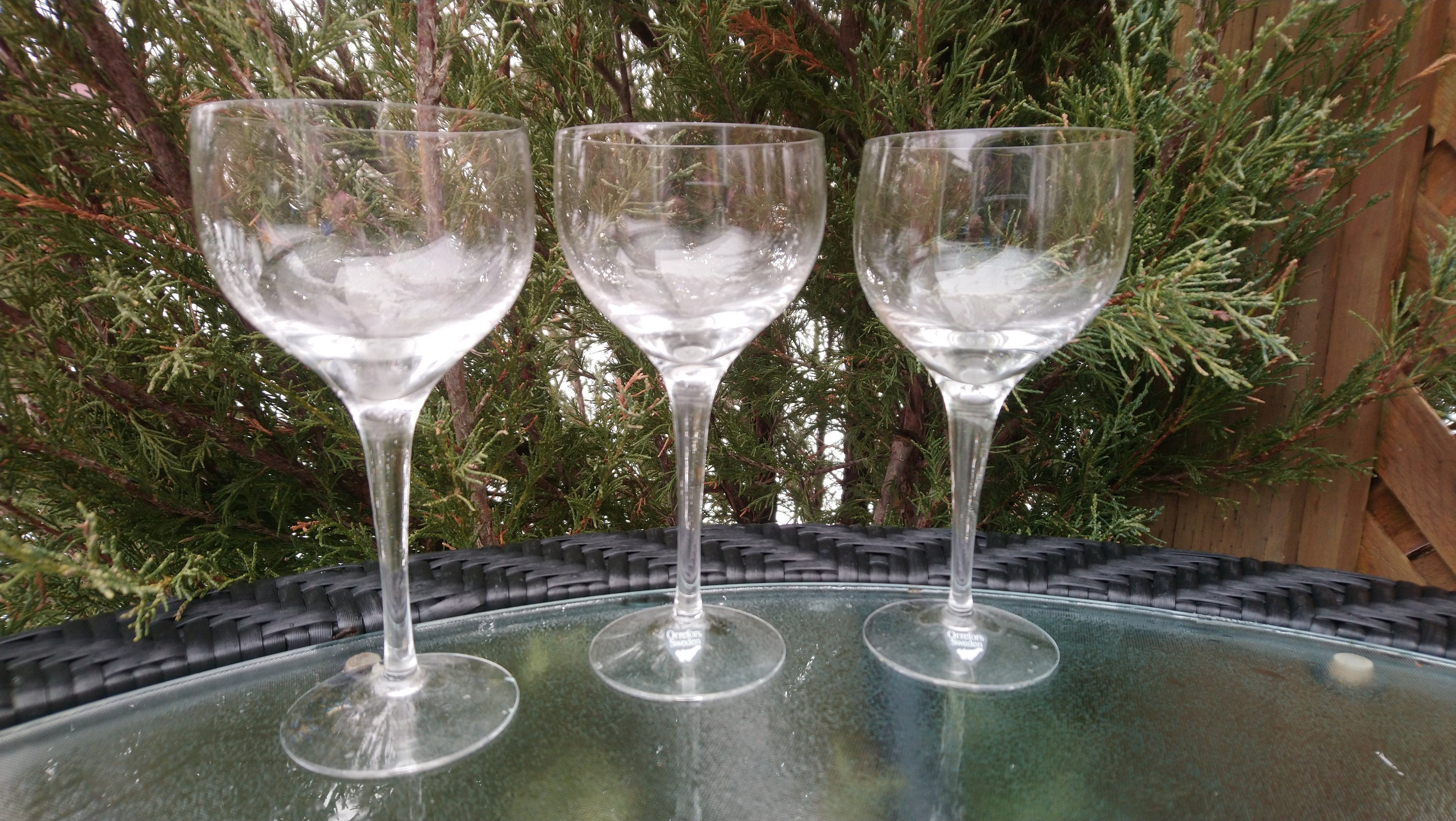Orrefors Sweden Crystal Stemmed Wine Glasses-set of Three