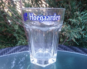 Vintage Hoegaarden Belgian Hexagonal .50L Beer Glass, Collectible Barware Glass, Belgium Beer, Pint Glass, Drinking Glass,Vintage Barware