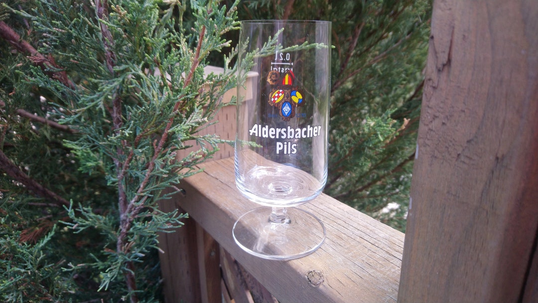 Vintage Aldersbacher Pils Collectible German Beer Glass, Barware Glass