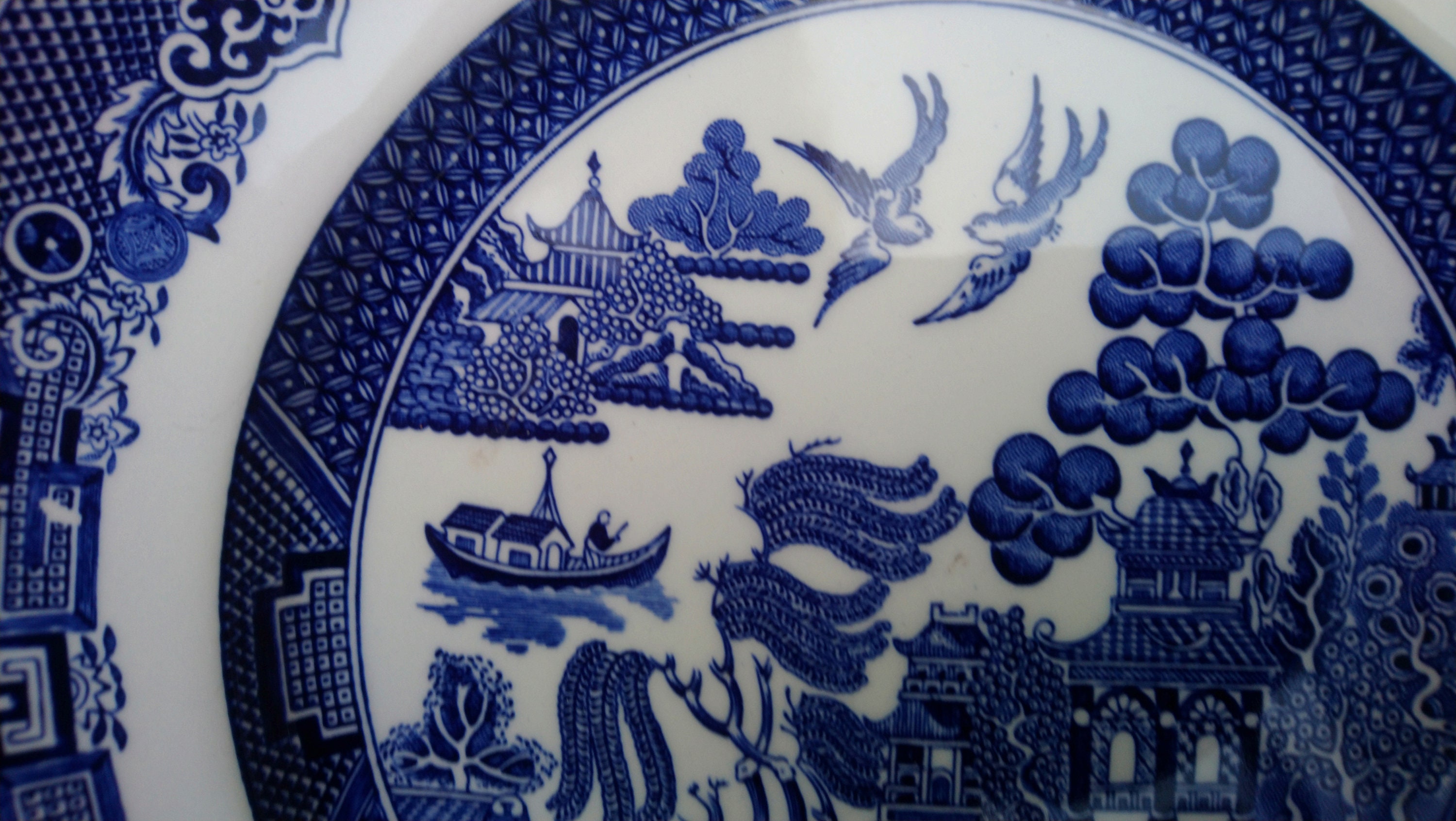 ジョンソン ブラザーズ、ブルー ウィロー、ディナー プレート 2 枚