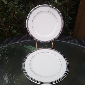 Modello Royal Doulton &quot;Platinum Lux&quot;, fuori produzione 2006-2008, spessa fascia di platino su porcellana bianca, set di due piatti di pane e burro