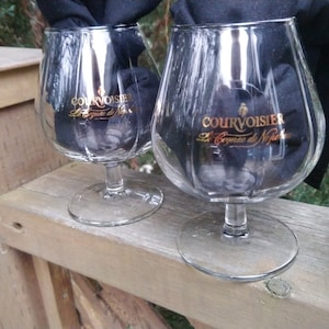 Courvoisier Cognac De Napoleon, Set Of Two Snifters, Barware Glasses Drinking Glasses, Vintage Barware, 8 Ounce Capacity