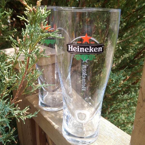 Heineken Set Of Two Beer Glasses, Barware Glasses, New From Box, Pints Glasses, Collectible Beer Glasses Netherlands Beer Dutch Beer Glasses