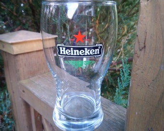 Heineken Beer Glass, Barware Glass, Drinking Glass, Collectible Barware, Bar Decor
