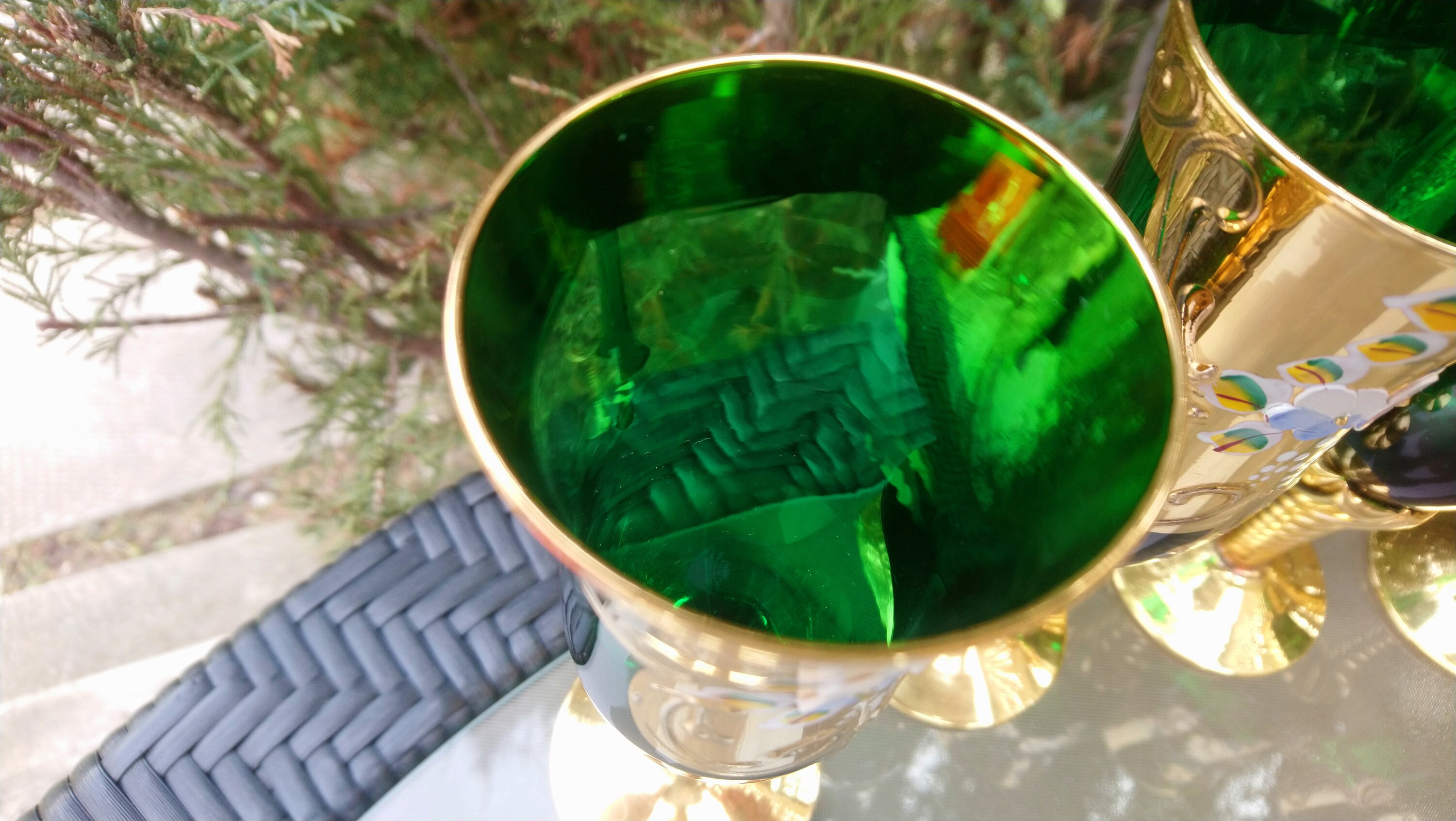 超大特価 Vintage Murano, Tre Fuochi, Emerald Green Glass, 24K Gold 喫煙具・ライター