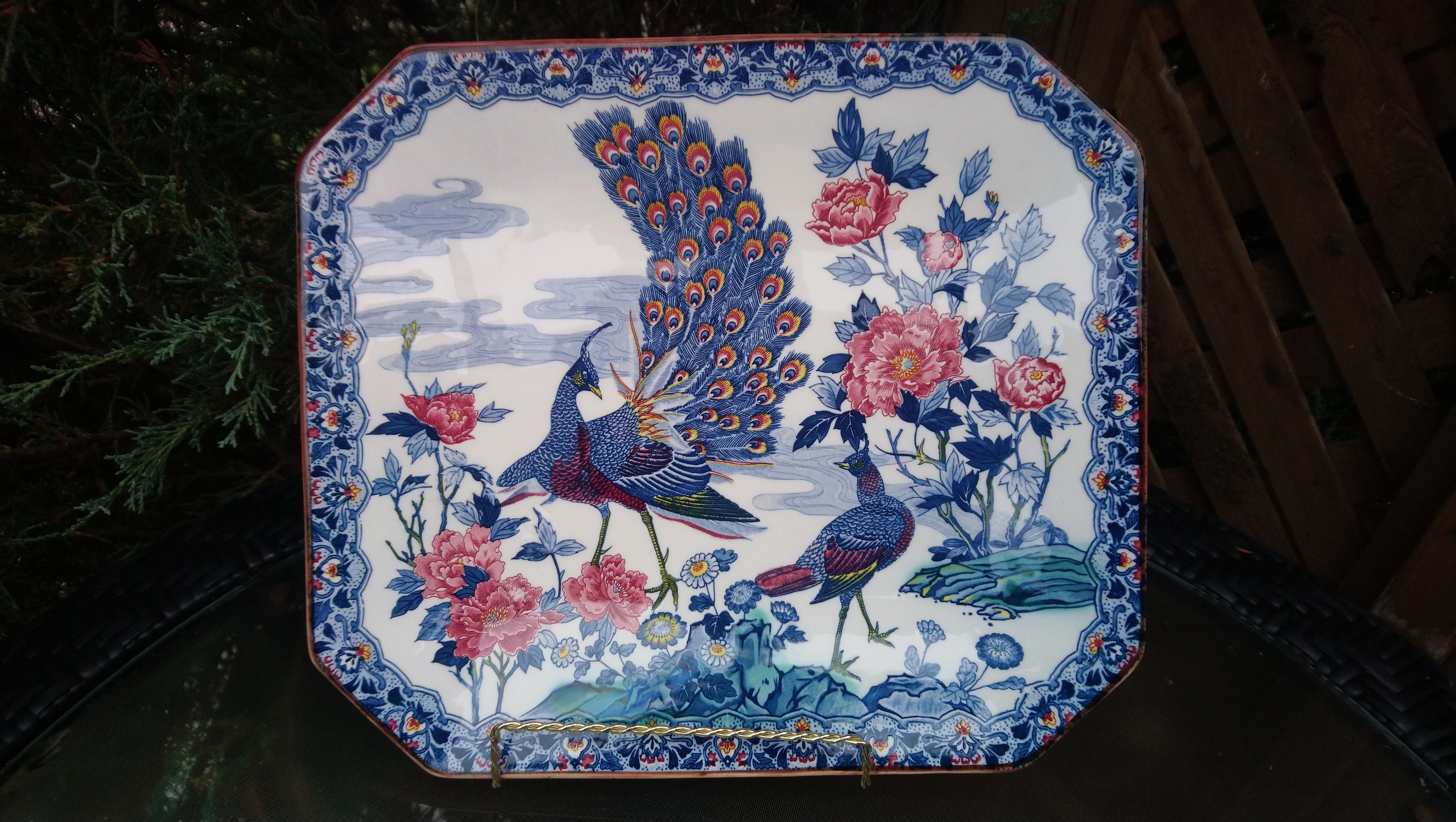 陶器の枕（陶枕）寿福の文字　染付花模様 和風磁器枕　松竹梅染付　アンティーク 陶器の枕（陶枕）寿福の文字 染付花模様 和風磁器枕 松竹梅染