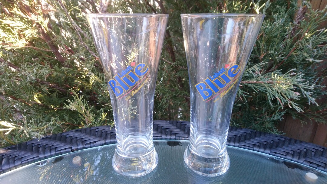 Set of Two Labatt Blue Pilsner Glasses, Barware Glasses, Vintage