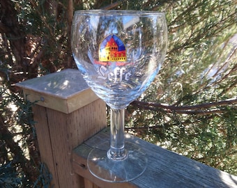 Leffe Belgian Beer Glass, .33L Glass, Beer Goblet, Barware Glass, Collectible, Pint Glass, Vintage Barware