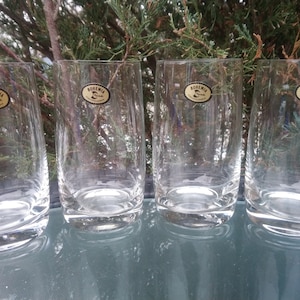 Set vintage di quattro bicchieri in cristallo di Boemia, realizzati in Cecoslovacchia, bicchieri da bar, bicchieri da acqua, bicchieri da bere, bicchieri di cristallo lisci, 8 OZ