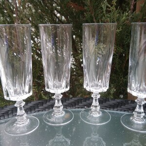 Set Of Four Fluted Stemmed Glasses,  Drinking Glasses, Vintage Barware, Barware Glasses, Vintage Glassware, Cabinet Glasses