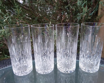 Vasos de agua de cristal de plomo, juego de cuatro, vasos altos de cristal pesado, cristalería de cristal, vasos para beber