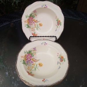Alfred Meakin, Marquis Shape Marigold, Eworth, 18KT Gold Border, Set Of Five Berry Bowls, Small Bowls, Dessert Bowls, Ice Cream Bowls