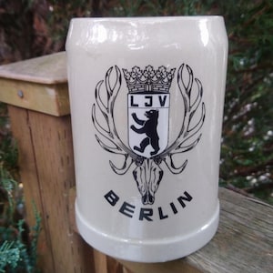 Berlin Beer Mug, Collectible, German Barware Beer Glass, Black Lettering