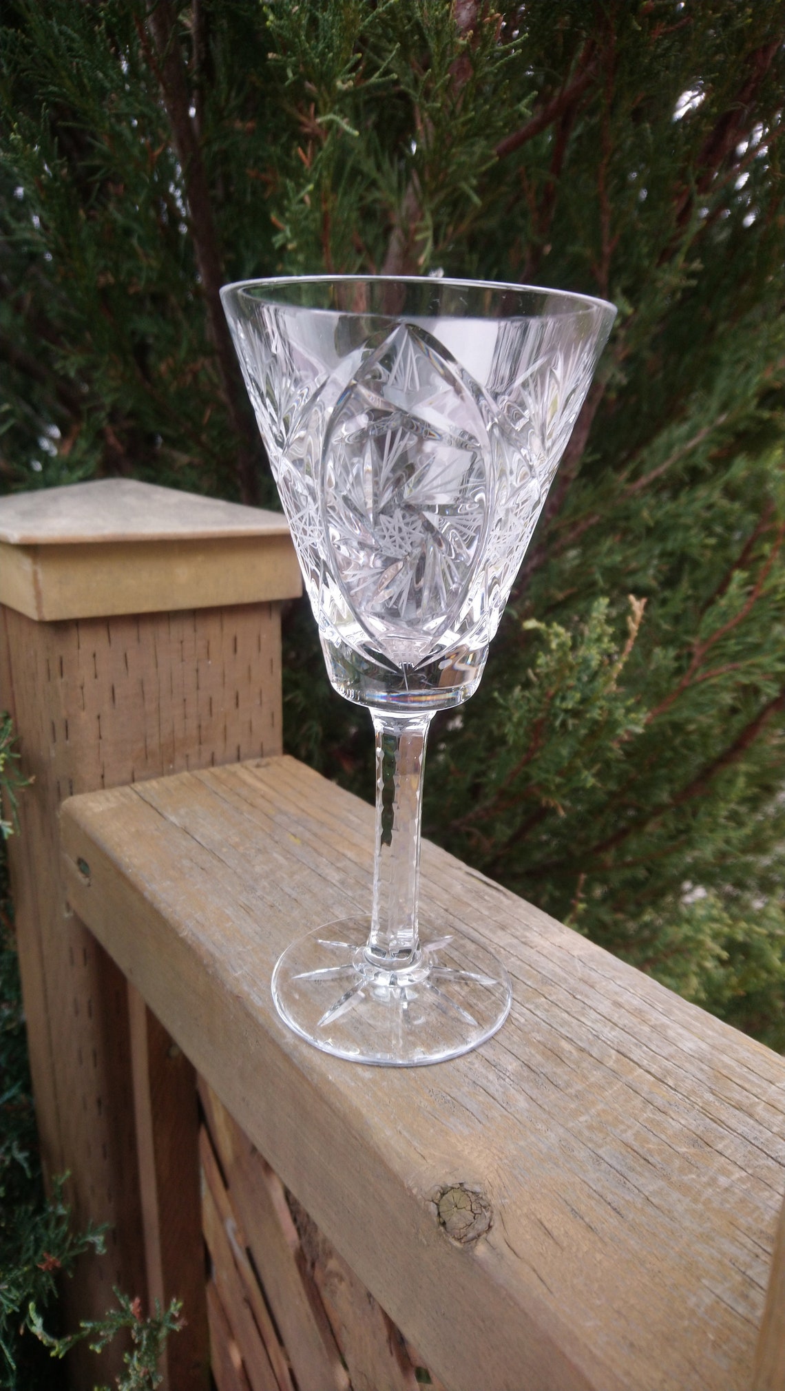Set Of Six Vintage Pinwheel Crystal Stemmed Wine Glasses Etsy
