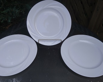 Mikasa Dinner Plates, Emma Pattern, Set Of Three, Bone China, 10.75" Diameter