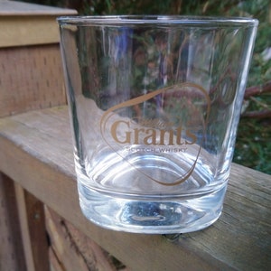 William Grant&#39;s Scotch Whisky Glass, Barware Glass, Rocks Glass, Vintaage Barware, Triangular Shaped, Collectible
