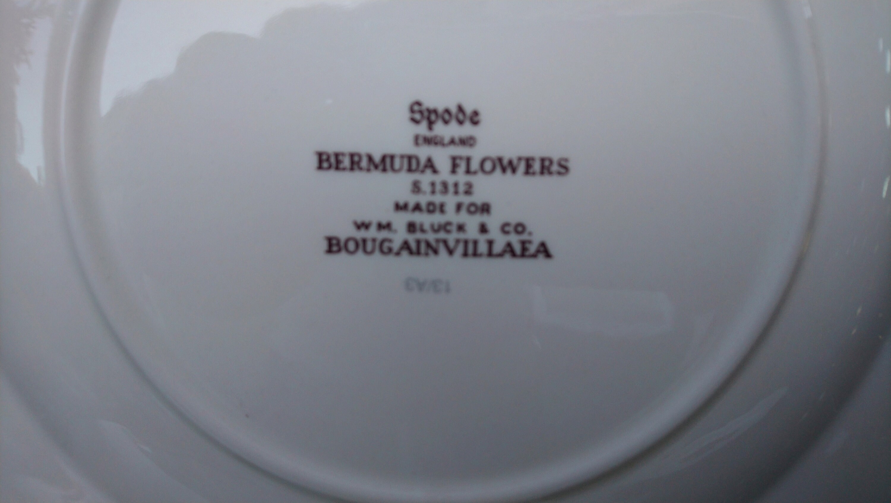 Vintage Spode Bermuda Flowers Pattern, Made for WM. Bluck