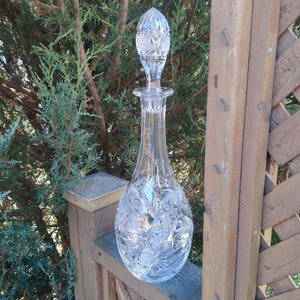Vintage Lead Crystal Decanter, Vintage Glassware, 16&quot; Tall, Pinwheel Crystal, Barware, Collectible