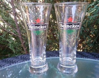 Vintage Heineken Collectible Beer Glasses Barware Glasses Dutch Lager Beer, Netherlands Beer, Commercial Barware Glasses, Drinking Glasses