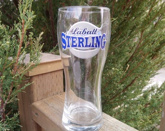 Labatt Sterling Beer Glass, Barware Glass, Belgian Owned, Canadian Founded, Vintage Collectible Barware, Labatt Glass, Pints Glass, Bar