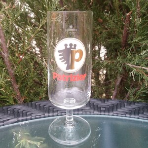 Patrizier Stemmed Beer Glass, Vintage Collectible Barware, German Barware, European Barware, Beer Stein, Red, Yellow, Gold Label, Germany