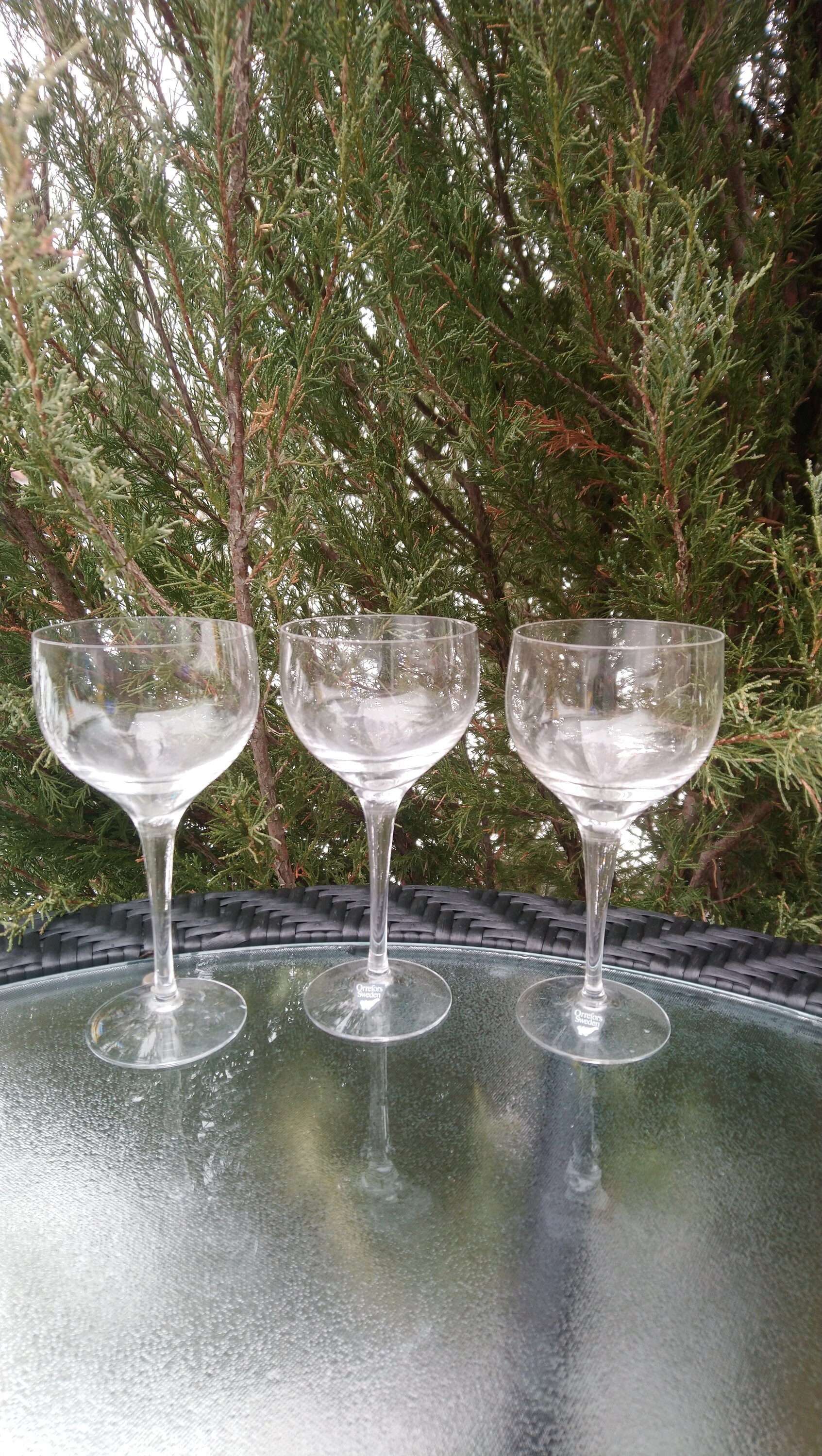 Orrefors Sweden Crystal Stemmed Wine Glasses-set of Three