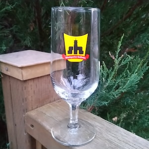 Vintage Stuttgarter Hofbrau Collectible German Stemmed Beer Glass, Barware Glass, Drinking Glass, 1960s Vintage Stemware, .25L Pre-1972 Deco