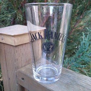 Jack Daniel's Old No 7 Brand Tennessee Whiskey Vintage Collectible Barware Glass, Drinking Glass, Mixed Drink Glass, Heavy, Sturdy Glassware