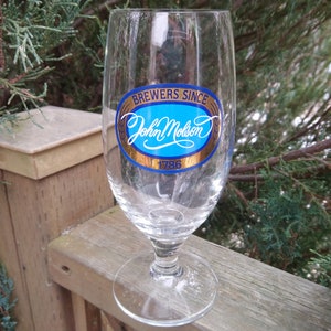 John Molson Stemmed BeerGlass, 16 Ounces, Barware, Drinking Glass, Barware Glasses, Bar Decor, Pint Glass