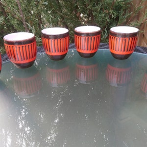 Waechtersbach West Germany, MCM 1960s Pottery Cups, Drinking Cups, Ceramic Cups, Lowball Cups, Whisky Tumblers, Lowball Tumblers, Bar Decor