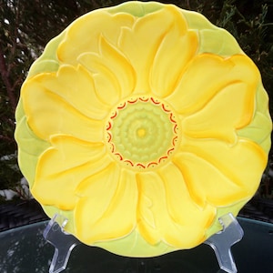 H.J. Wood&#39;s LTD. Burslem England Dated 1948+, Yellow Floral Plate, Green Red Decoration, Scalloped, Embossed Floral Decor, Vintage China