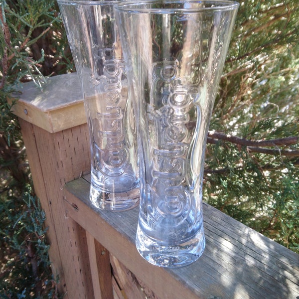 Carlsberg Barware Beer Glasses, Set Of Two,Vintage Barware,.25L Danish Beer, Collectible Barware, Commercial Barware,