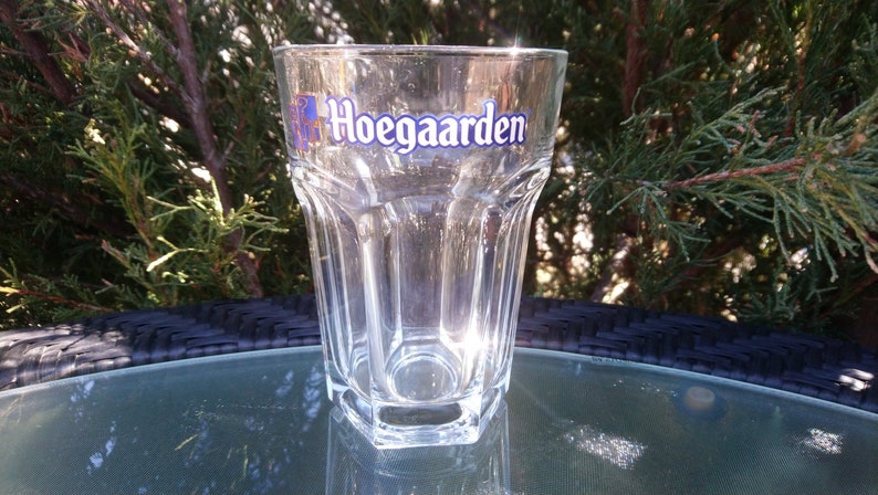 Vintage Hoegaarden .25L Capacity Belgian Hexagonal Wheat Beer Glass, Collectible Barware Glass, Belgium Beer, Vintage Barware image 5