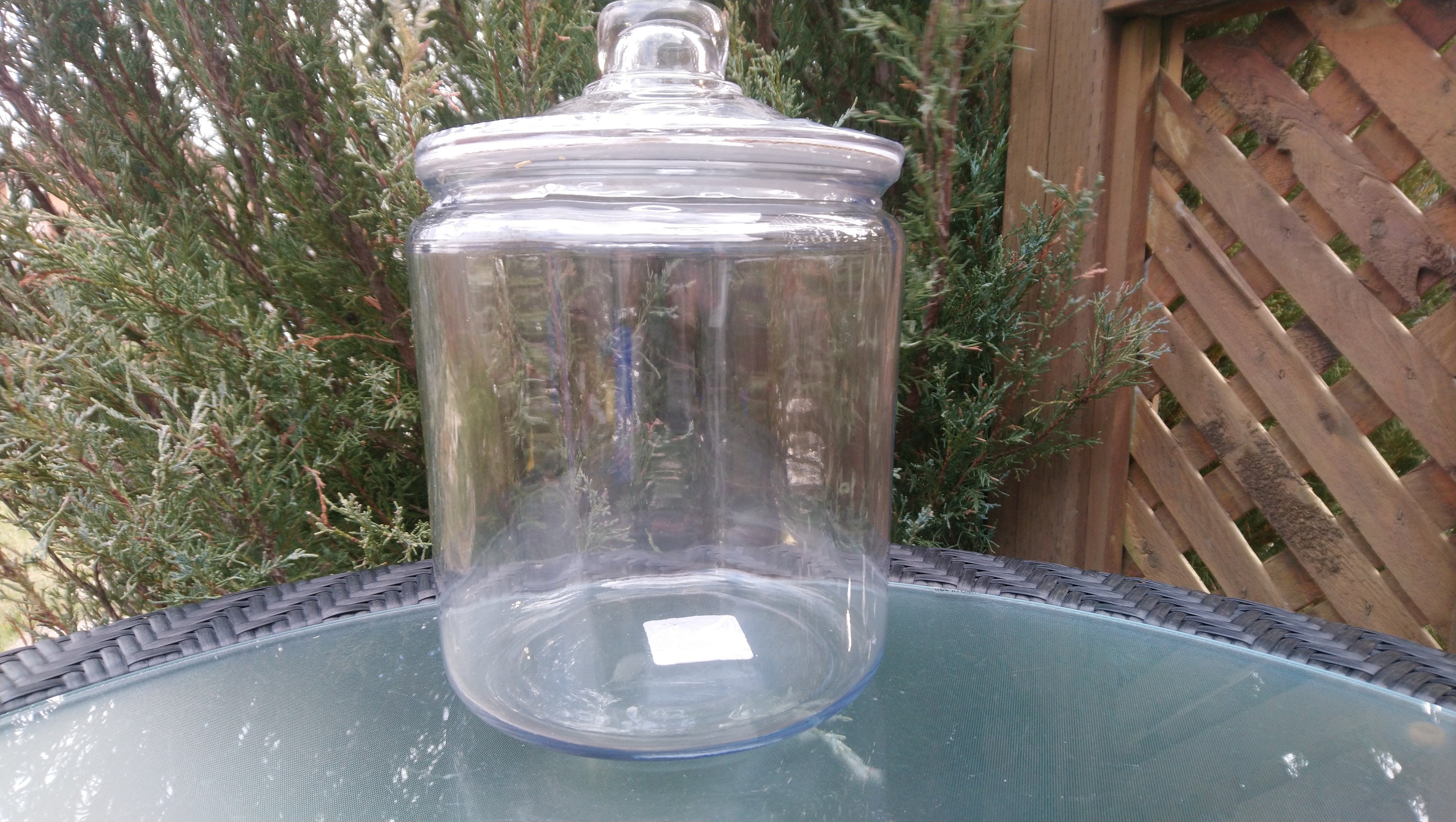 Vintage 1 ONE GALLON CLEAR GLASS JAR COOKIE JAR NO LID #470128 Canister