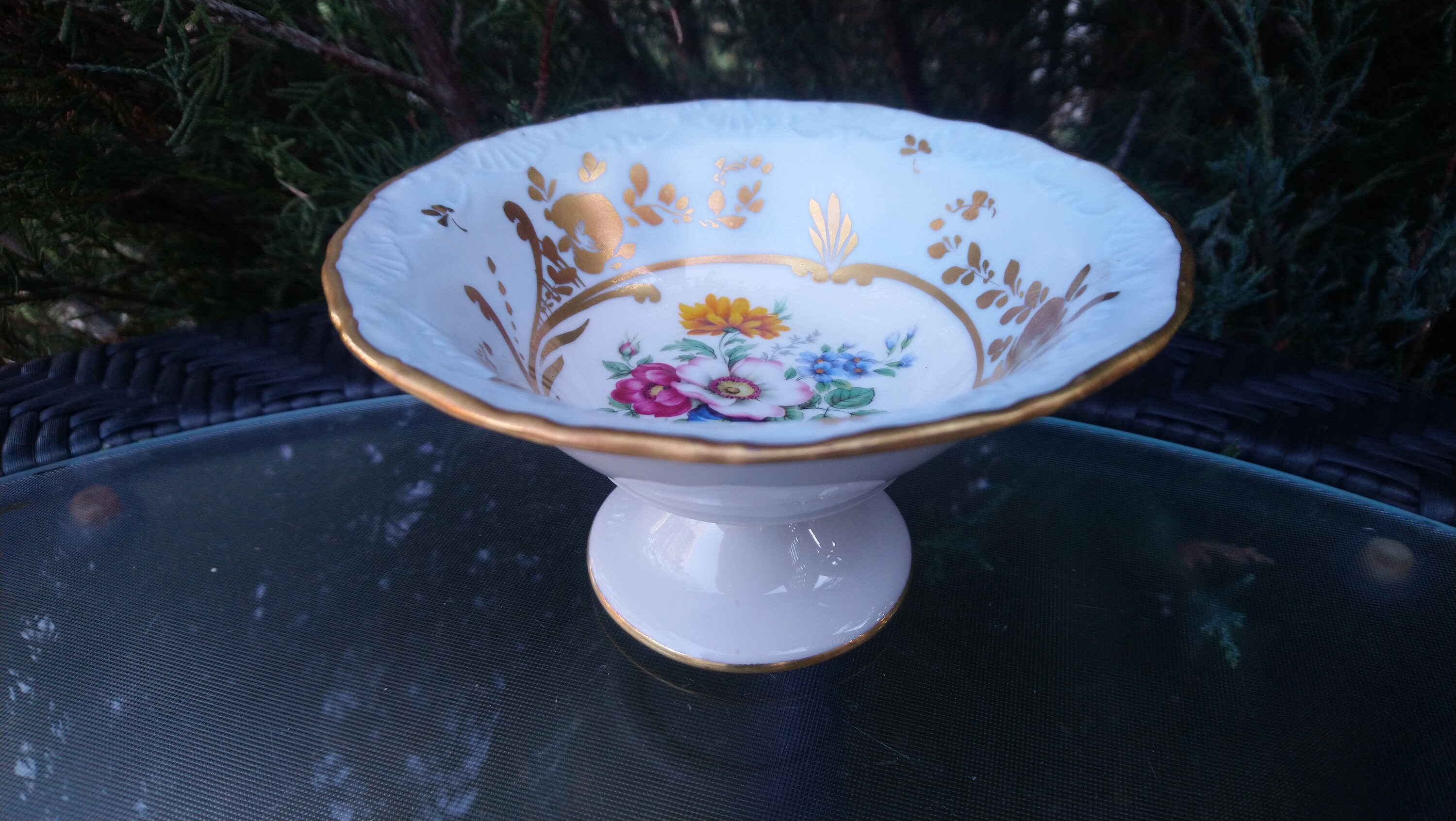 Limoges France Hand Painted Compote Dish Dated 1920-1932, Small